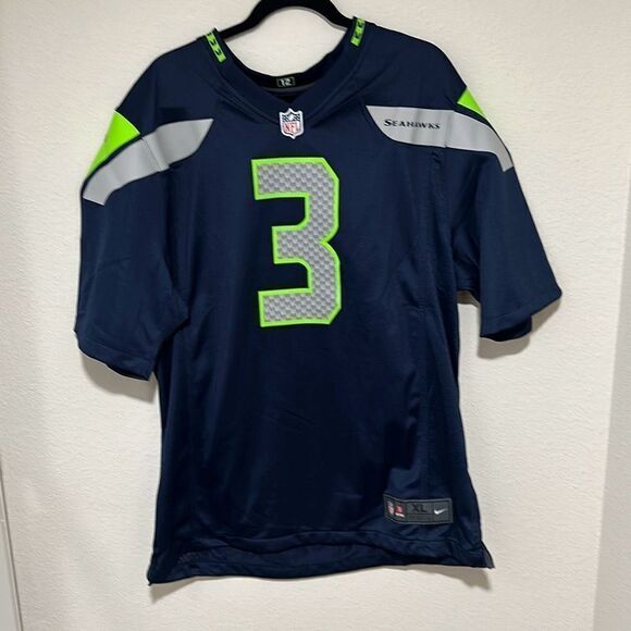Nike Men Seattle Seahawks Russell Wilson #3 Home Game NFL Onfield Jersey Blue XL - Picture 1 of 8